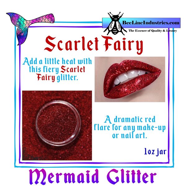 Mermaid Glitter Cosmetics Scarlet Fairy ~ Make-Up & Body Glitter 1oz jar