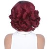 Quantum Love Short Curly Bob Ombre Red Wigs Loose Wave Side Part Wig for Black Women Short Body Wave Bob Synthetic Wig (10 inches)