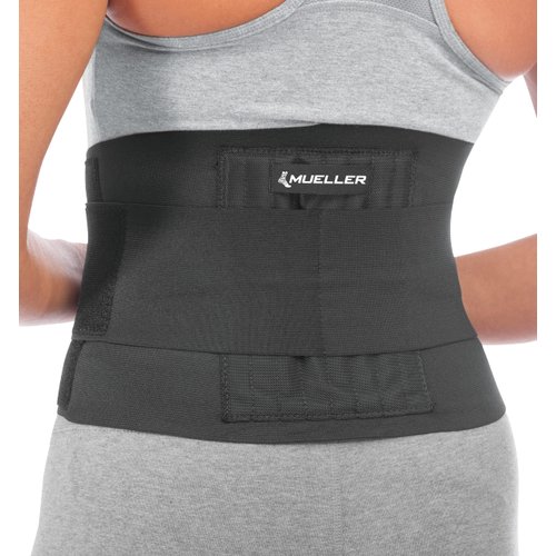MUELLER Sports Medicine Adjustable Back Brace, Back Pain Relief Support for Men and Women, Ideal for Upper and Lower Back Pain, Sciatica, Scoliosis, Black, Small/Medium