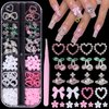 Silver Nail Charms and Gems, Assorted Bowknot Blossom Flowers Hollow Cute Nail Art Charms, Alloy Cherry Planet Heart Nail Gems Rhinestones Nail Jewelry for Nail Art DIY Crafts Accessories