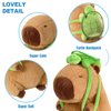 Ditucu Cute Capybara Plush with Turtle Backpack Soft Capibara Stuffed Animals Plushies Toys Hugging Gifts for Kids Brown 9 inch