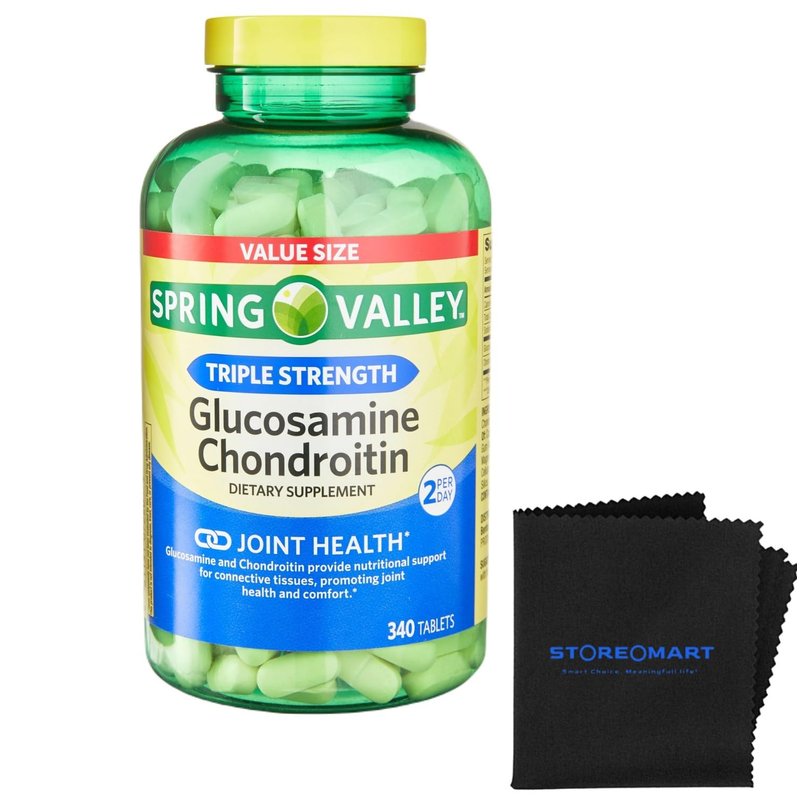 Spring Valley Triple Strength Glucosamine Chondroitin Tablets, Joint Health Supplement, 340 Count