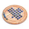 Ajuny Handcrafted Wooden Solitaire Board Game, Classic Round Design with 33 Marbles, 9x9 Inch – Strategic Mind Game for All Ages