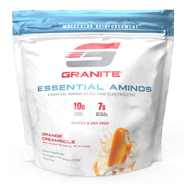 Granite® Essential Amino Acids + Branched Chain Amino Acids + Electrolytes | 10g EAAs + 7g BCAAs | Supports Muscle Growth | Soy Free + Gluten Free + Vegan | Made in USA (Orange Creamsicle)