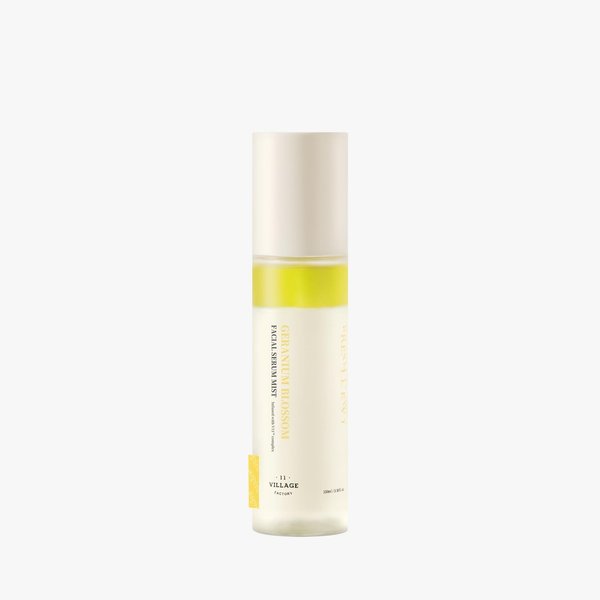 VILLAGE11FACTORY Fresh Dewy Geranium Blossom Facial Serum Mist with Sunflower Oil, Jojoba Oil & Squalane, Hydrating Skin Mist, 3.38 oz