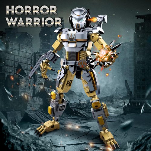 HIGH GODO Xenomorph Warrior Building Sets for Adult,556 Pieces Horror Action Figure Toy with Special Weapons,Gifts for Boys Aged 8-14, Perfect for Birthdays, Christmases, Halloweens
