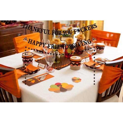 GEJ Happy Friendsgiving Banner, Thankful for You Banner, Black Friendsgiving Decorations, Thanksgiving Decorations Banner, Friendsgiving Party Decorations for Thanksgiving Party Home Mantel Fireplace