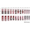 Halloween Press on Nails Long Fake Nails with Stars Hearts Spider Web Sweet Young Acrylic Nails Pink Flash White French Tip Stick on Nails Artificial Nails for Women Girls 24pcs