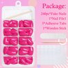 AddFavor Oval Press on Nails Short Fake Nails, 240pcs Hot Pink Nails Press on Almond False Nail Full Cover Acrylic Nail for Women and Girls