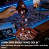 DND Coffee & Sugar Themed Dice Set (14 PCS) with +3 Stamina Potion Silicone Mug for Storage, 7 Acrylic Resin Polyhedral Gaming Dice for Dungeons and Dragons, Pathfinder and Tabletop RPG