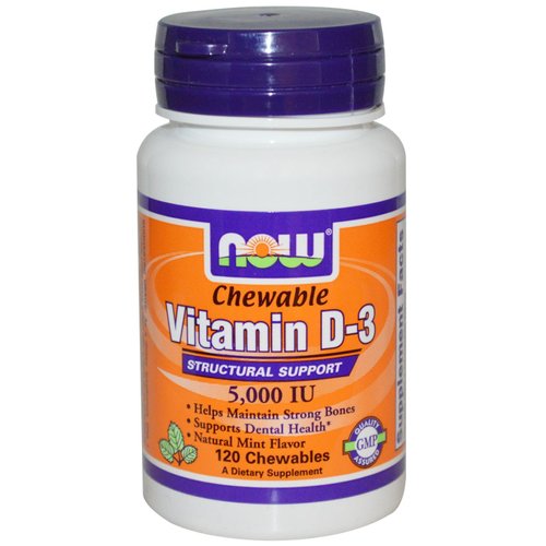 Now Foods Vitamin D-3, 5000 IU, Mint flavor120 Chewables