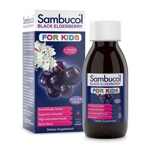 Sambucol Black Elderberry Syrup for Kids - Kids Elderberry Syrup, Added Vitamin C, Black Elderberry Syrup for Kids, Sambucus Elderberry Kids Syrup For Immune Support, Delicious Berry Taste - 4 Fl Oz