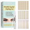 Eyelid Tape,Double Eyelid Strips,Droopy Eyelid Lifter,Self-Adhesive Eye Tapes Fiber for Droopy Mono-eyelids,480 Eyelid Tape 5ML Eyelid Cream Fork Rods & Tweezers