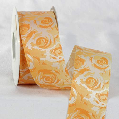 Fire Yellow and Cream White Floral Ribbon 1.5" x 27 Yards