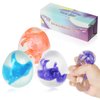 3 Pack Dinosaur Egg Stress Squeeze Balls for Kids and Adult, Gift Box Squishy Squeeze Squishies Ball Cute Stress Relief Balls Toys, Party Favors, Birthday Gift, Goodie Bag Stuffers,Blue/Purple/Orange