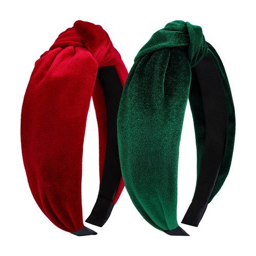 YanJie Valentines Headbands for Women Velvet Red Knotted Headband St. Patrick's Green Non Slip Wide hair band for Womens Girls Fashion Headbands Holiday Gift