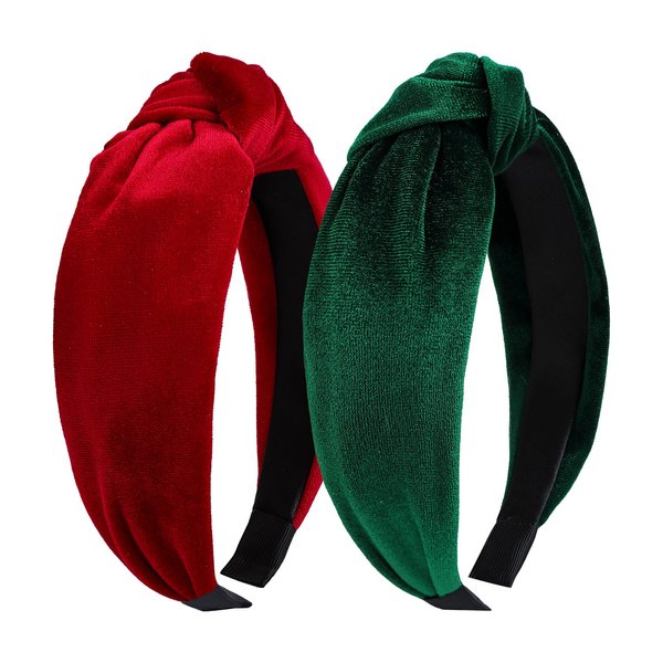 YanJie Valentines Headbands for Women Velvet Red Knotted Headband St. Patrick's Green Non Slip Wide hair band for Womens Girls Fashion Headbands Holiday Gift