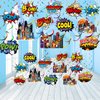 54 Pieces Hero Themed Party Decorations, Fun Hero Theme Party Sign Cutouts cirty theme Ceiling Hanging Swirls Streamers for Kids Adults Hero Birthday Celebrating Party Baby Shower Supplies