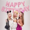 TONIFUL Light Pink Happy Birthday Balloons Banner, 16 Inch Mylar Foil Letters Birthday Sign Bunting Reusable for Girls Boys Kids & Adults Birthday Decorations and Party Supplies