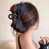 Bow Claw Clip, 2Pcs Black Bow Claw Hair Clips, Ribbon Bow Clips for Women Girls, Nonslip Bows Claw Clips for Women Girls,Bow-knot Hair Clips for Women Thick Hair & Thin Hair,Big Bows Hair Clips