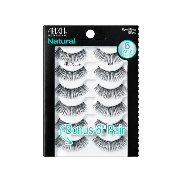 Ardell False Eyelashes Natural 105 Black, 5 pairs pack