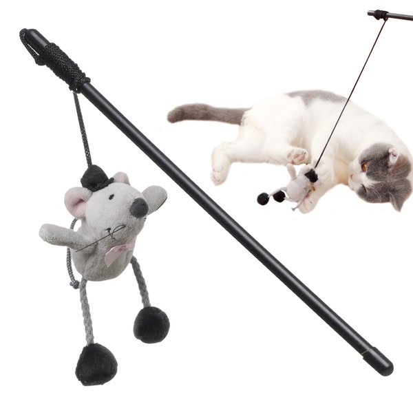 PAZ'S GIFT Cat Wand Toy Cute Mouse Tease Cat Wand Interactive Indoor Toy Swing and Squeak Fun Toy Kitten Play with Cat Interactive Chase Movement Reduce Boredom Suitable for All Cat Toys