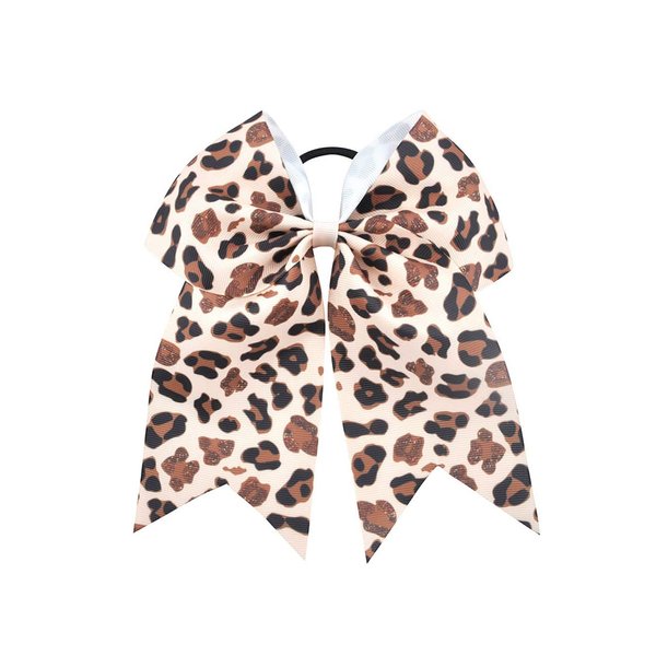Leopard Cheer Bow For Girls Cheetah Ponytail Holder Bowknot Leopard Bow Hair Ring Tie PHB01 (A1)