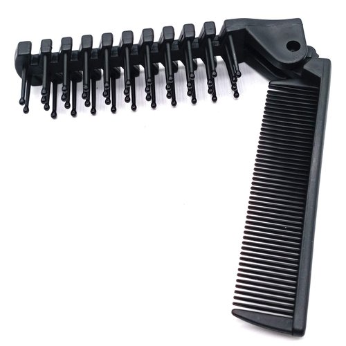 PUTYSUUN Travel Comb Brush Combo Folding Small Mini Portable Pocket Size Collapsible Foldable for Purse Women Men Black