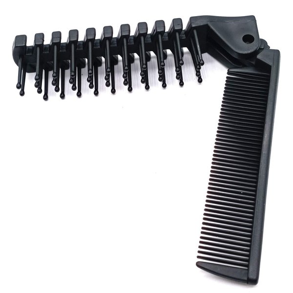 PUTYSUUN Travel Comb Brush Combo Folding Small Mini Portable Pocket Size Collapsible Foldable for Purse Women Men Black