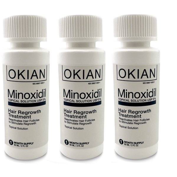 Minoxidil 5% Topical Solution Hair Regrowth Treatment for Thicker and Fuller Hair 2oz Bottle (3 Pack)