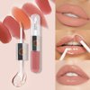 Adurello Matte Liquid Listick with Clear Lip Gloss Double-Touch Moisturizing Lip Stain Color Plumping Waterproof Non-Sticky Cup Lip Gloss (06#)