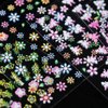 Flower Nail Stickers 30 Sheets Small Daisy Nail Art Stickers 3D Self Adhesive Pink Colorful Floral Nail Decals Spring Summer Floral Nail Supplies Exquisite Flower Nail Design for Women Manicure DIY