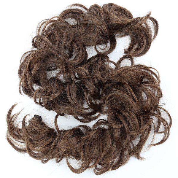 CAISHA Hairpiece Hair Wrap Heat-resistant Synthetic Fibres Curly Messy Updo Mixed Brown HW3