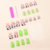 Tyuimhx Green Duck Nails With Rhinestones Designs Press on Milk Pattern Wide French Tip Fake Nails Full Cover Duck Feet Nail Tip Acrylic Duck False Nails Stick on Nails for Women Girls