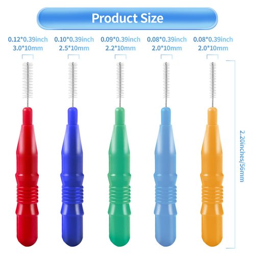 Annhua 50 Pcs Interdental Brushes Floss Brush Braces Brush for Cleaner Interdental Brushes Between Teeth, Dental Brush Picks Flosser Tooth Cleaning Tool Mixed Sizes