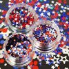 3Box Independence Day Star Glitter 4th of July Nail Art Sequins Holographic Chunky Nail Glitter Sequins Star Hexagon Nail Flake Hollow Star Circles Confetti for Women Nail Supplies Manicure Decor