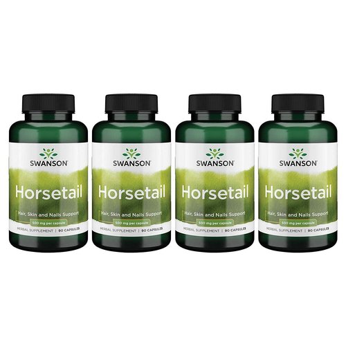 Swanson Horsetail - Herbal Supplement Supporting Healthy Hair, Skin & Nails - Natural Ingredients for Bone Health & Urinary Tract Support - (90 Capsules, 500mg Each) 4 Pack