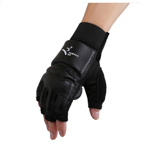 Wonzone Half Finger Taekwondo Training Boxing Gloves, Taekwondo/Muay Thai Training/Punching Bag Gym Half Mitts Sparring Gloves (Black, Medium)