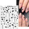 8 Sheets Valentine's Day Nail Art Stickers Decals Self-Adhesive Pegatinas Uñas Black Heart Lover Nail Supplies Nail Art Design Decoration Accessories