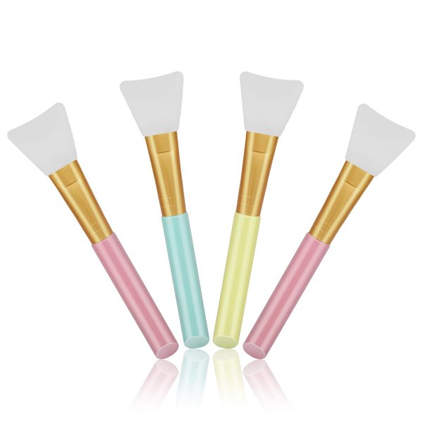Cuttte 4pcs Silicone Face Mask Brushes, Flexible Facial Mud Mask Applicator Brush, Hairless Moisturizers Applicator Tools, Soft Face Mask Applicator for Mud, Clay, Charcoal Mixed Mask White