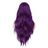 Dai Cloud Dark Purple Wavy Long Wigs for Women Natural Curly Middle Part with Light Purple Highlight Hair Heat Resistant Synthetic Wig for Halloween Cosplay Use