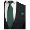 JEMYGINS Green Formal Necktie and Pocket Square, Hankerchief and Tie Bar Clip Sets for Men