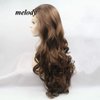 Melody Brown Wigs Long Wavy Wigs Synthetic Brown Lace Front Wigs Heat Resistant Fiber Hair Wig Natural Hairline Wig 6#Color Brown Color 24"