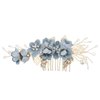 Micro Traders Wedding Bridal Hair Comb Flower Side Hair Clips Rhinestone Pearl Floral Headpiece Hair Tools Hair Accessories for Wedding Bridal Bridesmaid Blue