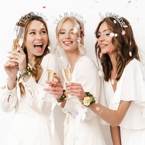 Jaciya Silver Team Bride Headband Rhinestone Headbands Crystal Bridesmaid Gifts Head Band Tiara Wedding Hair Accessories Bachelorette Party Favors