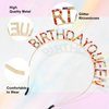 CURASA Birthday Headband for Women Girls Birthday Queen Sash and Crown Rainbow Birthday Headbands Birthday Queen Tiara for Little Girls White Birthday Sash Happy Birthday Decoration for Party Gifts