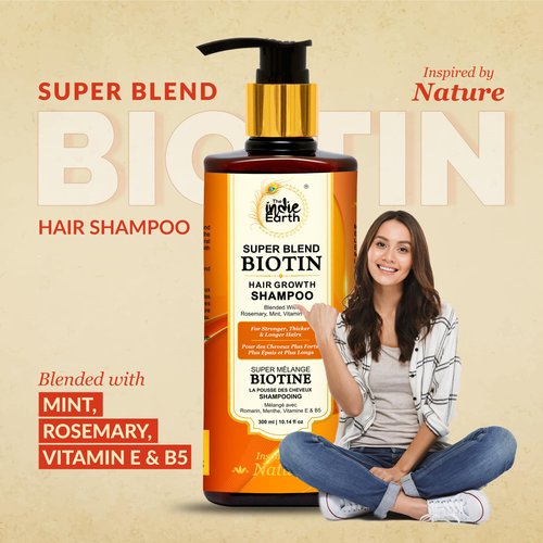 The Indie Earth Rosemary Mint Biotin Hair Shampoo for Stronger, Thicker & Longer Hairs with Vitamin E and B5 | Hair Growth Shampoo for Healthy Hairs, Contains NO SLS, NO SLES, NO PARABENS 300 mL