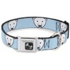 Buckle-Down Dog Collar Seatbelt Buckle Polar Bear Repeat Baby Blue 9 to 15 Inches 1.0 Inch Wide, Multicolor, Small (DC-W34202-S)