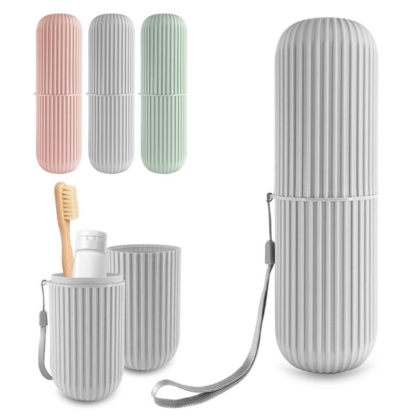Travel Toothbrush+Toothpaste+Make Up Brushes Case (Grey)