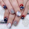 24Pcs 4th of July Press on Nails Short Star Blue Gradient Fake Nails White Stars Glue on Nails Independence Day Shiny Glitter Firework False Nails Acrylic Nails for Women Girls Accessories Decoration
